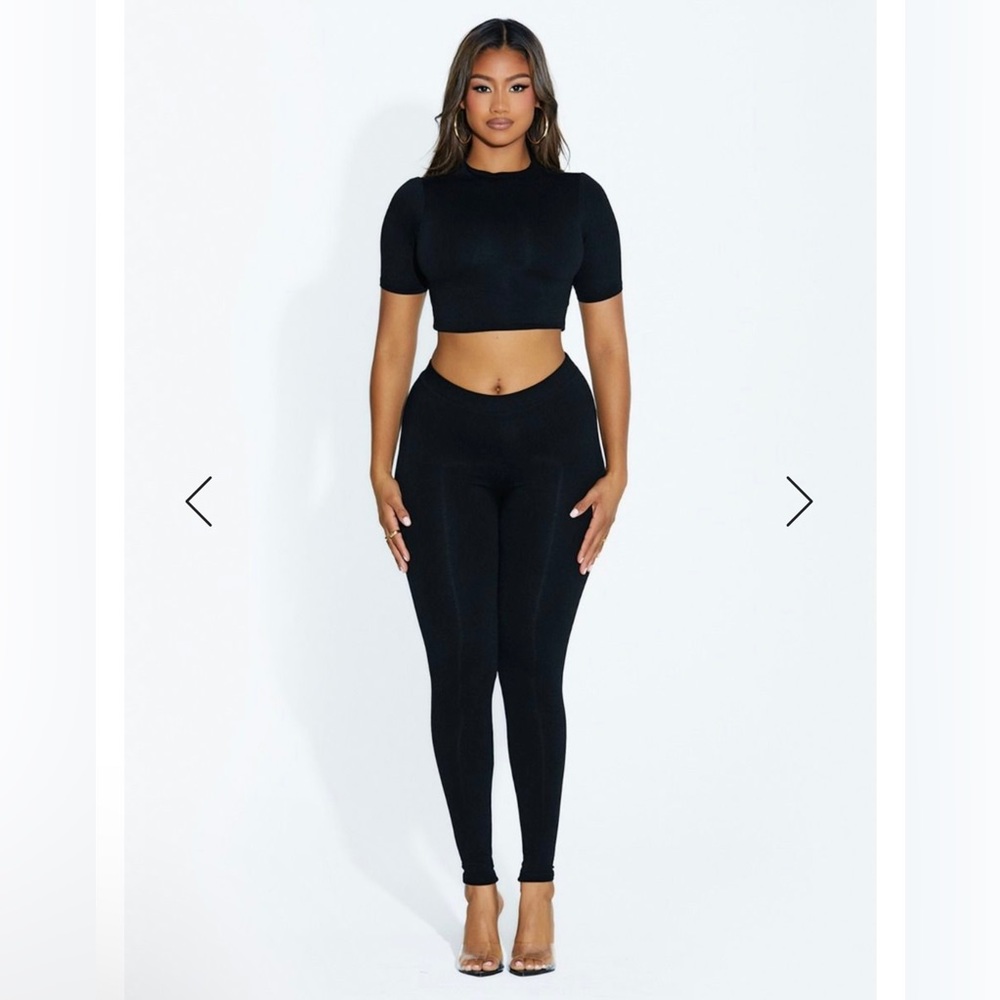 NWT Naked Wardrobe The Sweet T Leggings Set Black Crop Top and Leggings